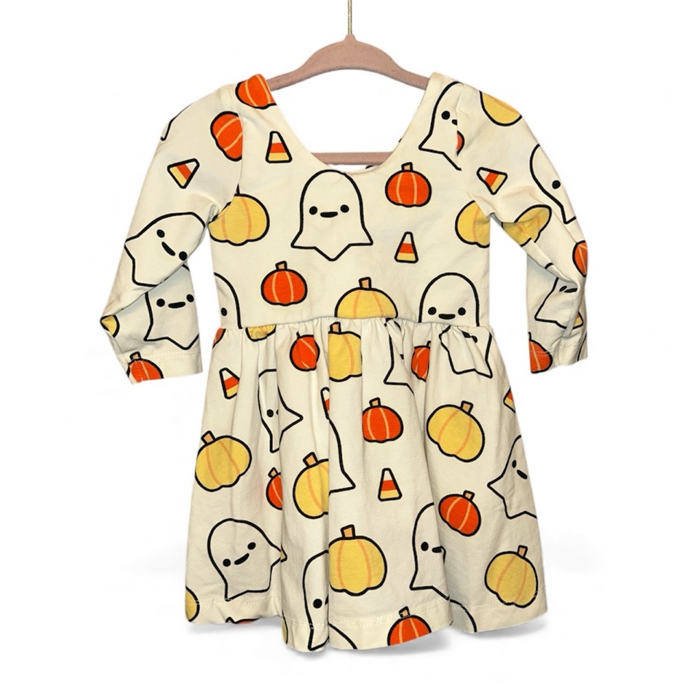 Halloween Ghost and Pumpkin Dress - 12-18 months